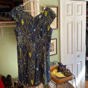 Pretty Blue & Lime Sleeveless Dress